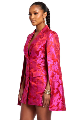 Fuchsia Floral Cape Blazer
