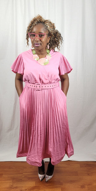 Pink Pleated Dress