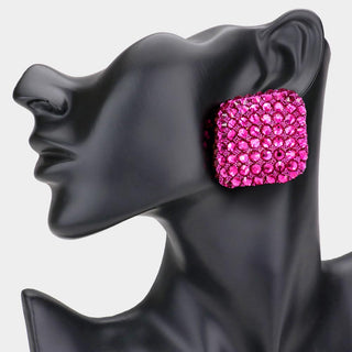 Rhinestone Square Earrings