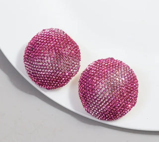 Crystal Oversize Circle Stud Earrings