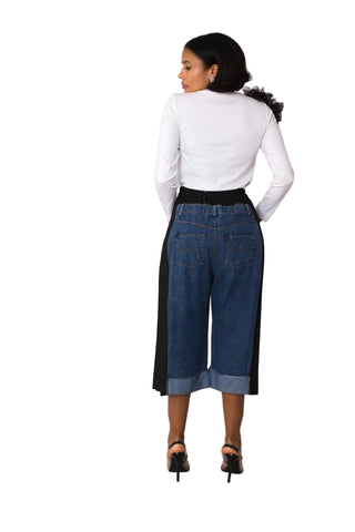 Pleated Denim Culottes
