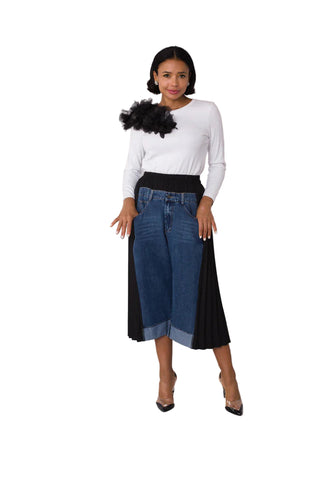 Pleated Denim Culottes