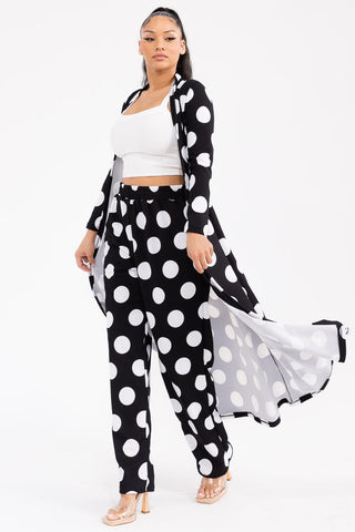 White Polka Dot Duster Pant Set