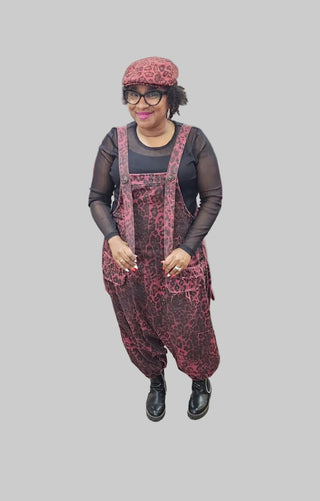 Burgandy Leopard Overalls