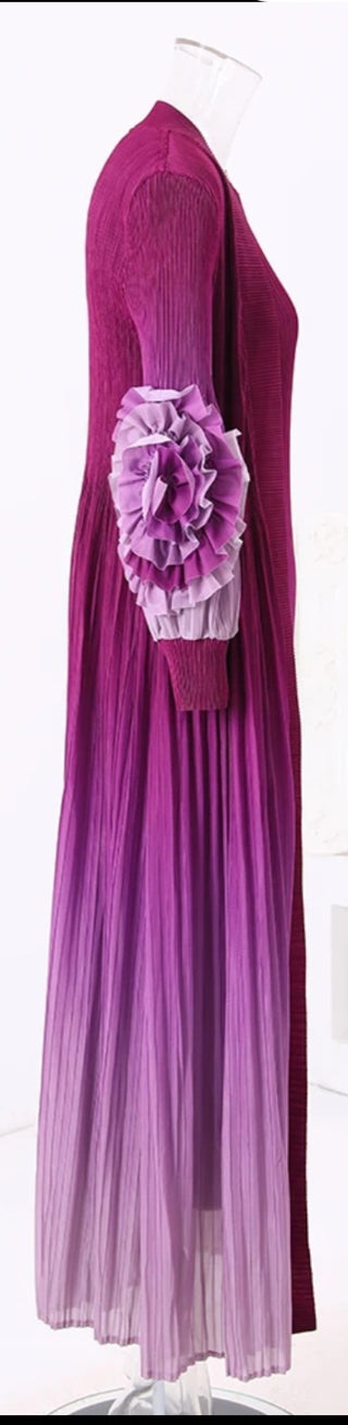 Ombre Purple Cardigan Dress Set