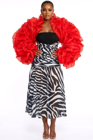 Red Ruffle Bolero Jacket