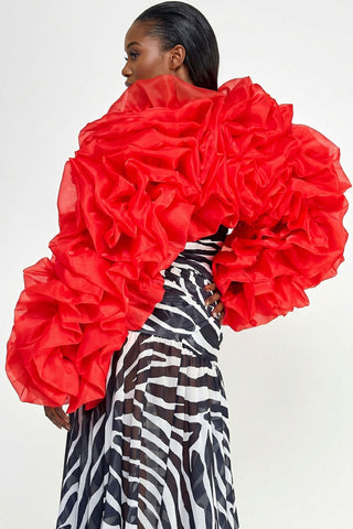 Red Ruffle Bolero Jacket