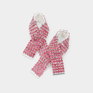 Rhinestone Ribbon Stud Earrings