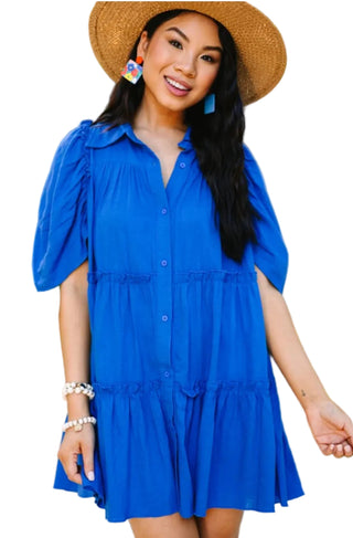 Royal Ruched Puff Baby Doll Dress