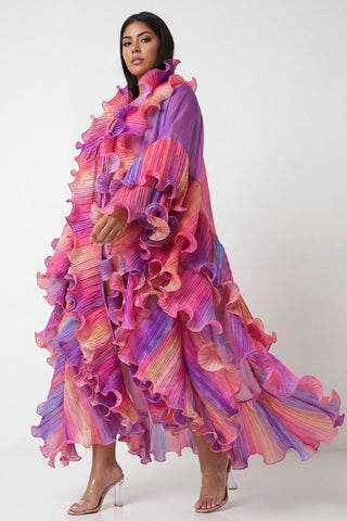Sherbet Ruffle Open Cardigan