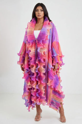 Sherbet Ruffle Open Cardigan