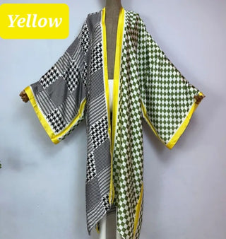 Yellow Houndstooth & Checker Kimono