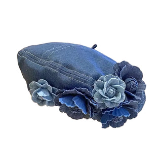 Denim Flower Beret