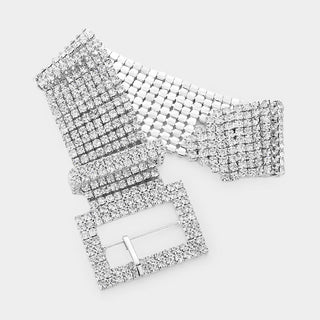 Silver Rhinestone Belt Buckle Bracelet