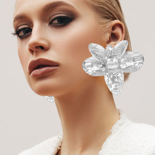 Hammered Metal Flower Earrings