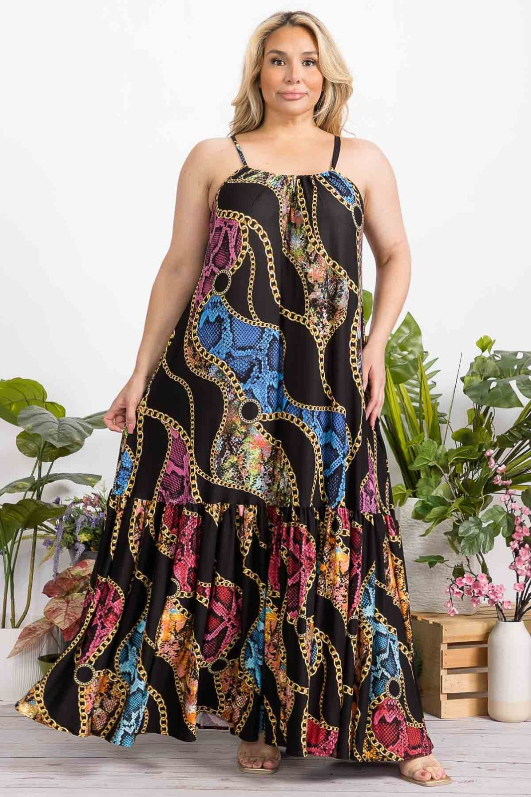 snakeskin flowy dress Maxi Dress