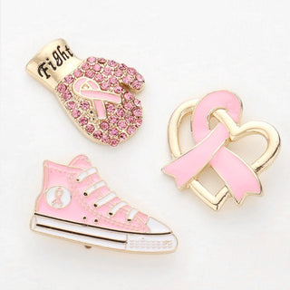 Three Piece Pink Ribbon Sneaker Glove Brooch Set