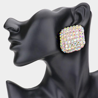 Rhinestone Square Earrings