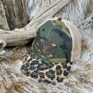 Upcycled Camouflage Leopard Cap