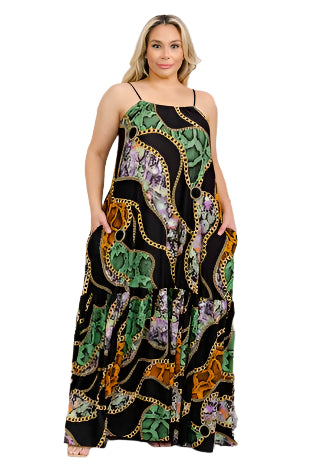 Mixed Pattern Maxi Dress