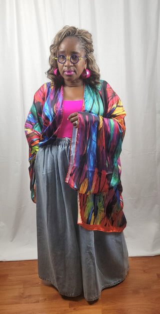 Multicolor Midi Kimono