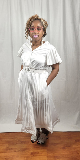 White Pleated Dress