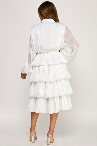 White Tiered Bubble Dress