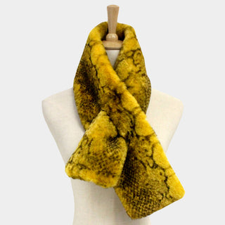 Snake Skin Faux Fur Pull Through Scarf