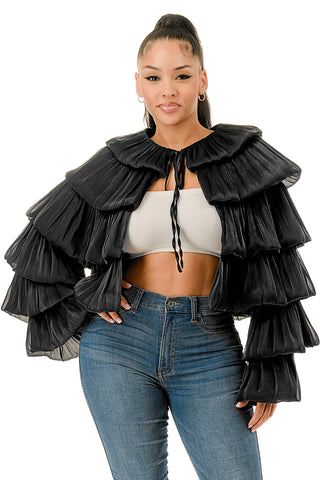 Black Sheer Tiered Bolero