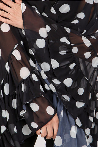 Black Polka Dot Bell Sleeve Blouse