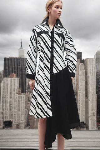 Black & White Stripe Shirt Dress