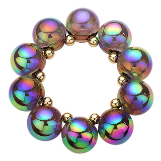 Black Chunky Iridescent Ball Beaded Bracelet