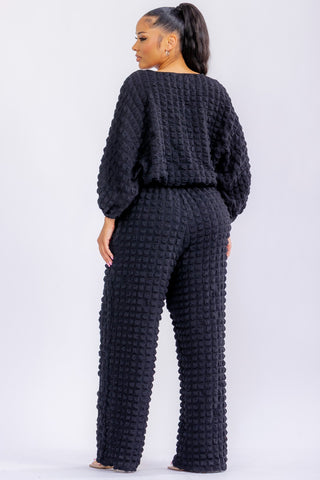 Black Popcorn Pant Set