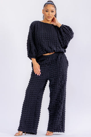 Black Popcorn Pant Set