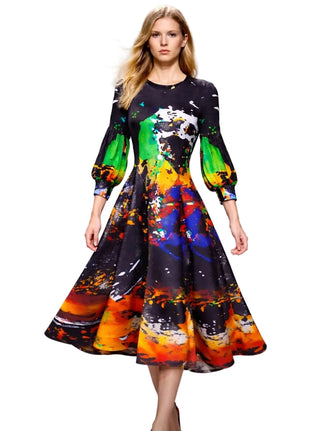 Black Colorful Splatter Dress