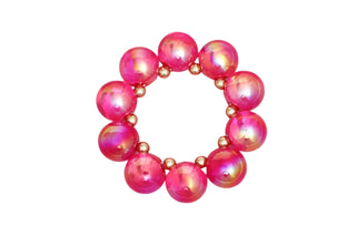 Fuschia Chunky Iridescent Ball Beaded Bracelet