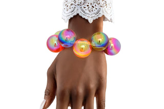 Multicolor Chunky Iridescent Ball Beaded Bracelet