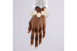 Ivory Marble  Chunky Iridescent Ball Beaded Bracelet