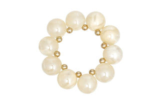 Ivory Marble  Chunky Iridescent Ball Beaded Bracelet