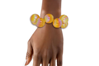 Yellow Chunky Iridescent Ball Beaded Bracelet