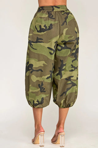 Camouflage Drawstring Parachute Pants