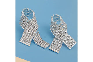 Rhinestone Ribbon Stud Earrings