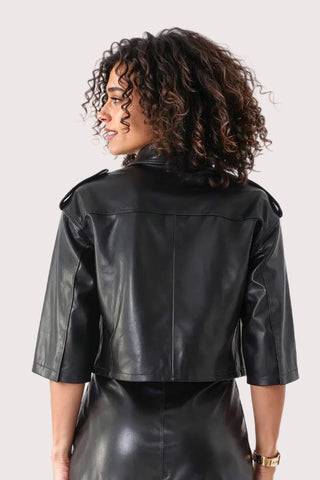 Crop Faux Leather Jacket