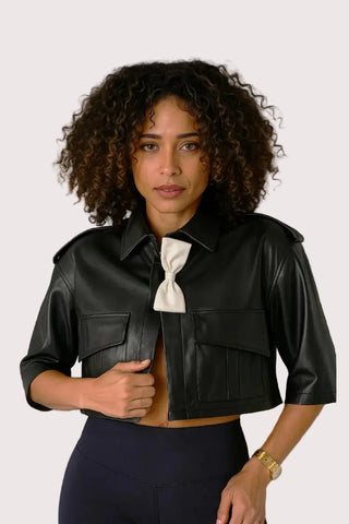Crop Faux Leather Jacket