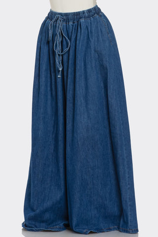 Dark Blue Wide Denim Pants