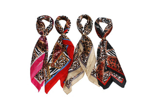 Leopard Print Silky Square Scarves