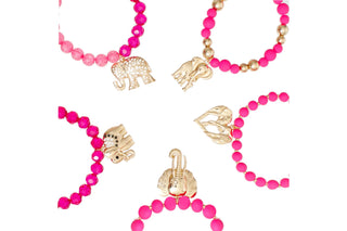 Mixed Fuchsia Elephant Gold Bracelet