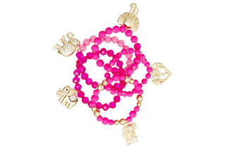 Mixed Fuchsia Elephant Gold Bracelet