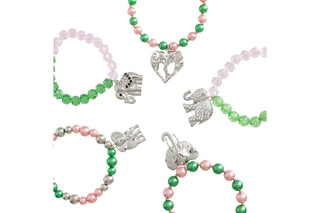 Mixed Pink Green Elephant Bracelet