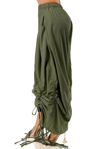 Olive Green Drawstring Cargo Pants